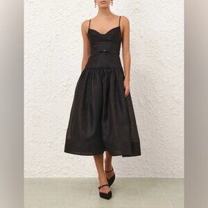 Zimmermann Rebellion Fitted Picnic Dress In Black